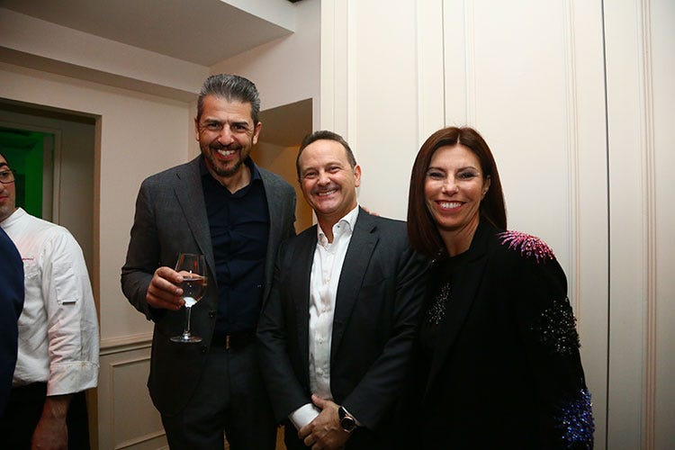 Andrea Berton, Francesco Cerea e Sandra Vecchi Berton (Brilla il red carpet della Cantalupa 10 anni di Premio, tra ospiti e amici)