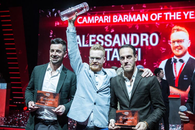 Ettore Barbato, Alessandro Pitanti, Adriano Rizzuto -  Campari barman of the year 2017 Di Alessandro Pitanti il miglior cocktail
