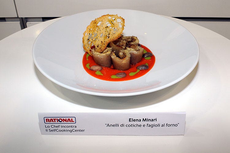 Anelli di cotiche e fagioli al forno (Elena Minari, la miglior cucina regionale La cuoca vince il contest di Rational)