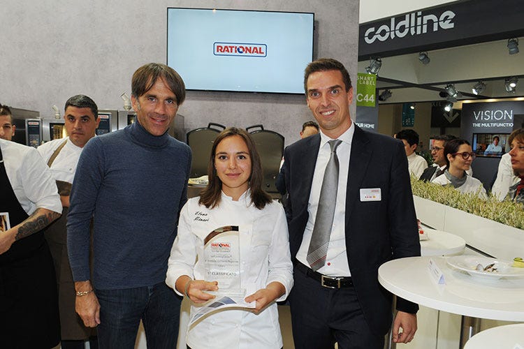 Davide Oldani, Elena Minari ed Enrico Ferri (Elena Minari, la miglior cucina regionale La cuoca vince il contest di Rational)