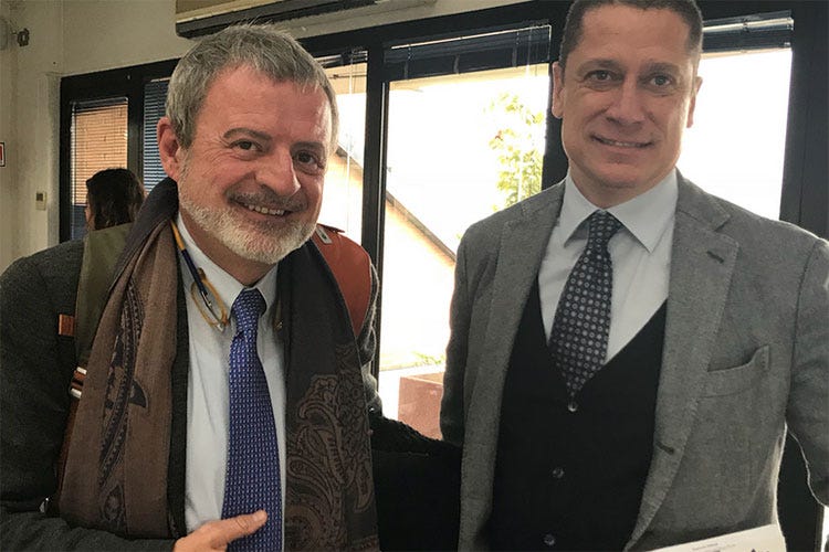 Alberto Lupini e Marco Stenico (Iulm, per il 6° master in Food & Wine una borsa di studio in memoria di Oltolini)