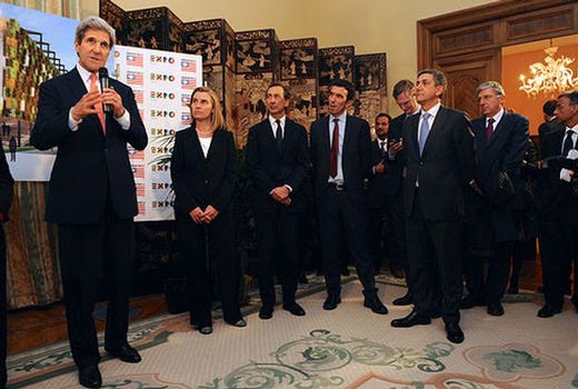 da sinistra: John Kerry, Federica Mogherini, Giuseppe Sala e Maurizio Martina (foto: U.S. Department of State)
