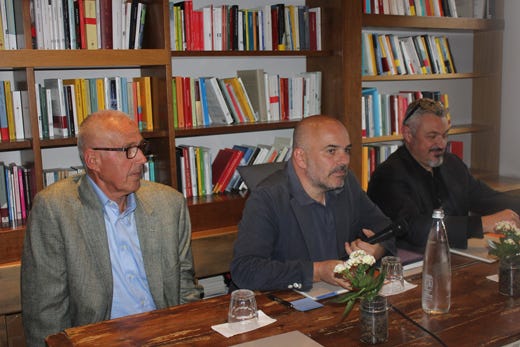 Da sinistra: Joško Gravner, Gianpaolo Gravina e Stefano Caffarri
