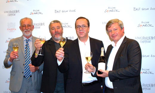 da sinistra: Massimo Sagna, Philippe Starck, Frédéric Rouzard e Jean-Baptiste Lecaillon