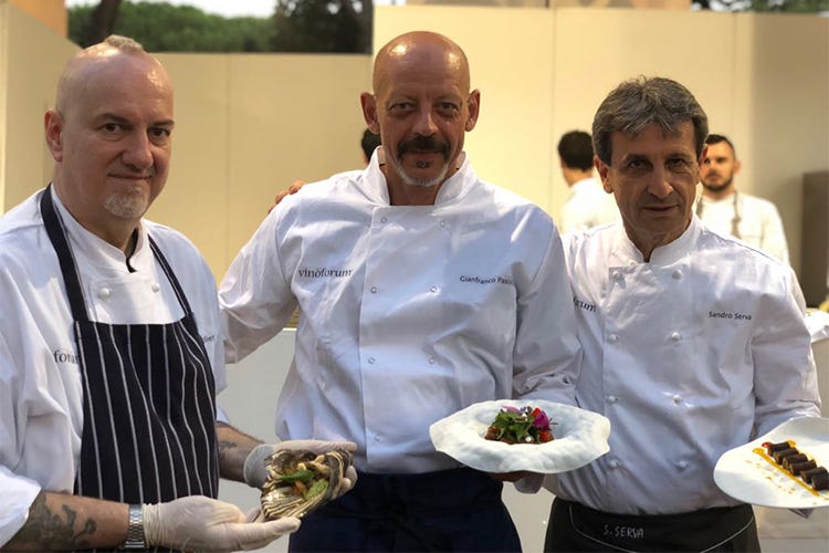 Massimo Viglietti, Gianfranco Pascucci, Sandro Serva (A Vinòforum in scena l’alta cucina tra passato, presente e futuro)