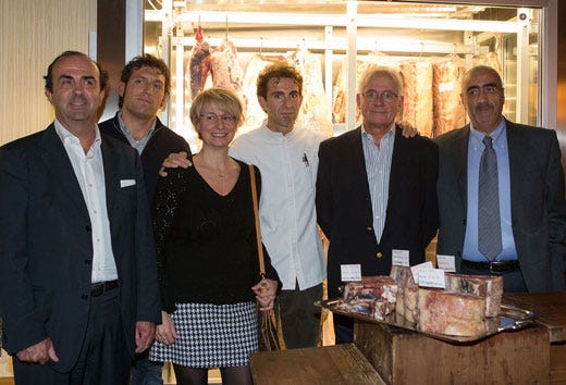 da sinistra: Roberto Belloni (Selecta), Fabio Grassi (Bovinitaly), Alessandra Nobili (Carni Nobili), Luca Brasi, Luigi Vallino (Vall. Carni) e Stefano Pisani (Lem Carni)