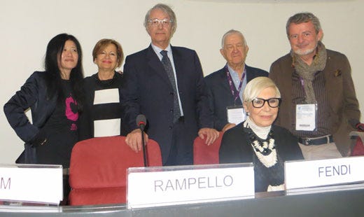 da sinistra: Stevie Kim, Elena Martusciello, Davide Rampello, Cesare Pillon, Anna Fendi e Alberto Lupini