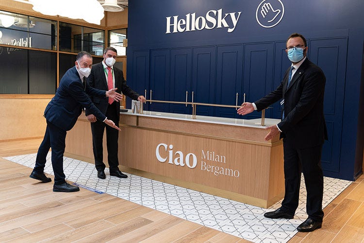 L'entrata della HelloSky Lounge Nuova lounge per l'aeroporto di Bergamo. Inaugurata HelloSky