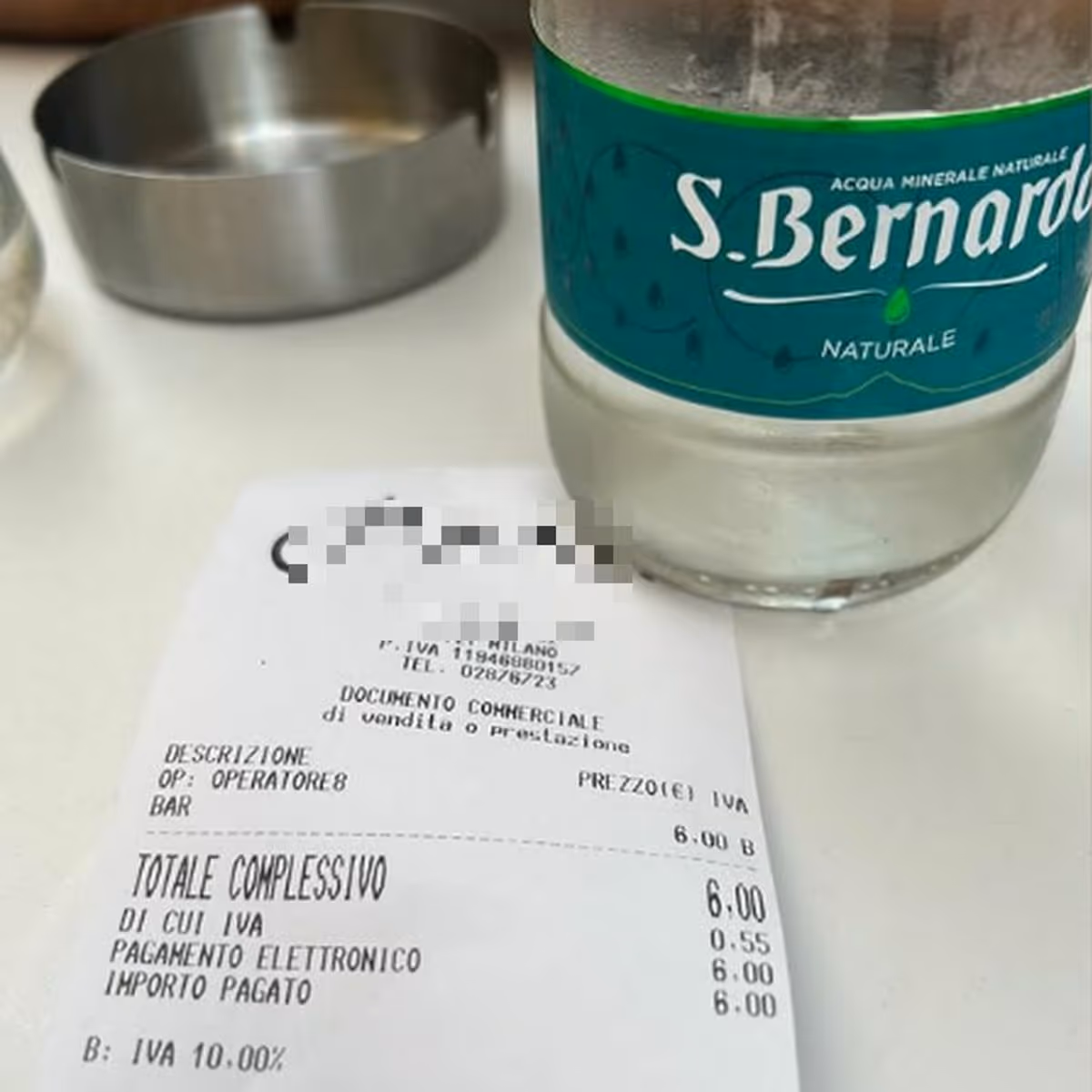 Lo scontrino del Jamaica pubblicato dalla giornalista
