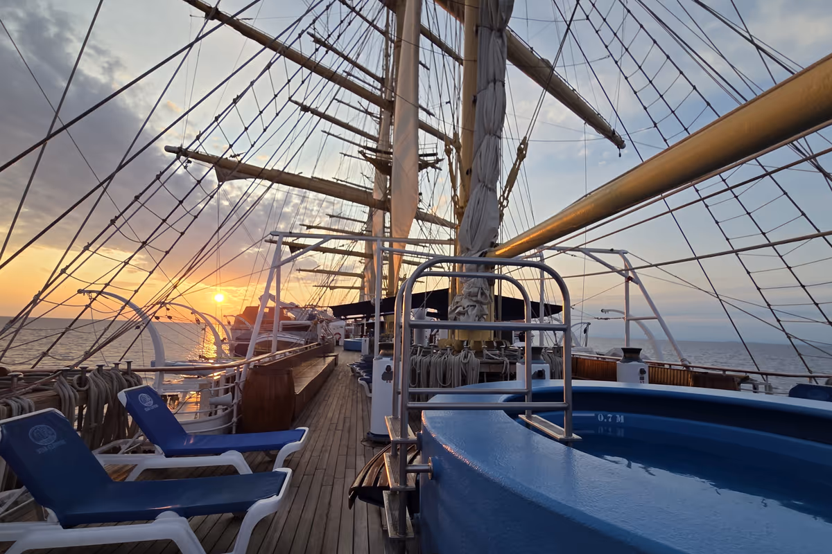 Il ponte superiore del Royal Clipper