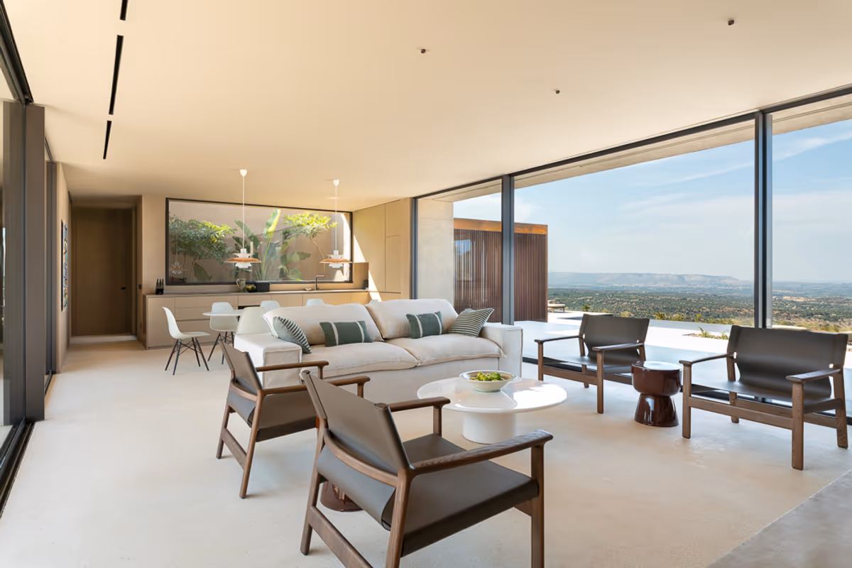 La zona living di Villa U Mari