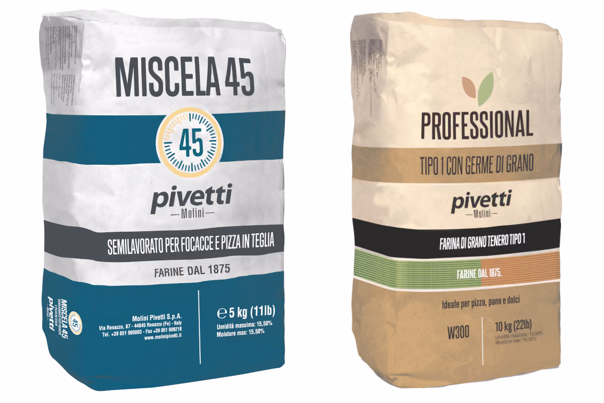 Le farine Miscela 45 e Germe Tipo 1 di Molini Pivetti