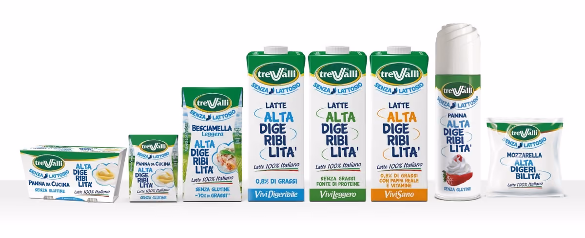 La linea di prodotti senza lattosio di TreValli Cooperlat