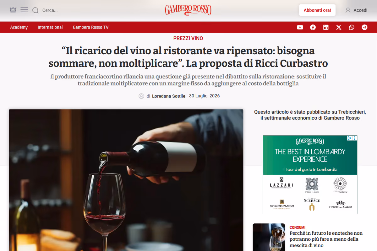 L'articolo del Gambero Rosso del 30 luglio in cui non viene citata Italia a Tavola