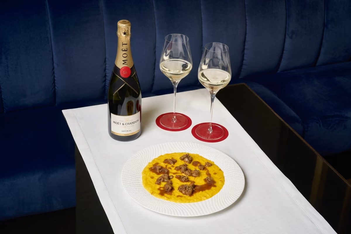 Risotto alla Monzese, piatto simbolo della città del GP, proposto con Moët & Chandon Brut Impéria