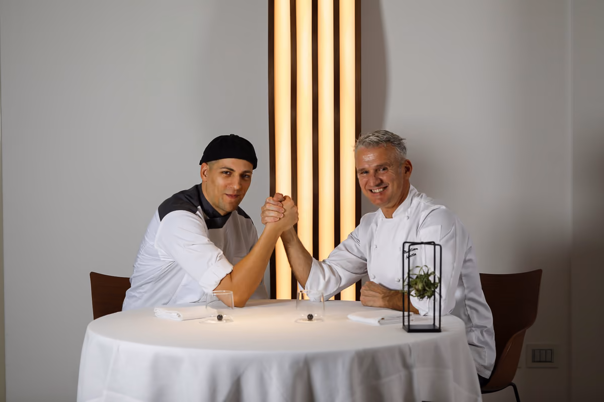 Chef Massimiliano Capretta con Edoardo Massari