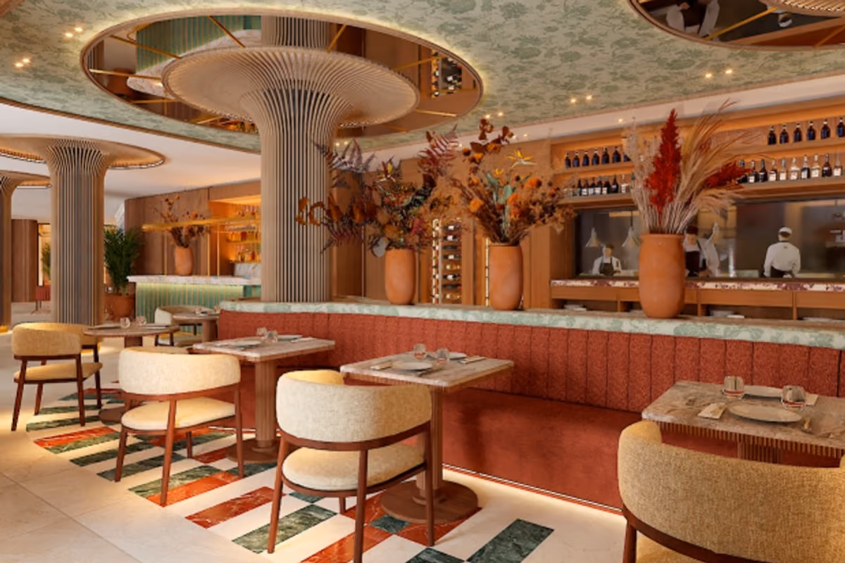 La sala del ristorante Ocra all'interno di Palacio San Juan