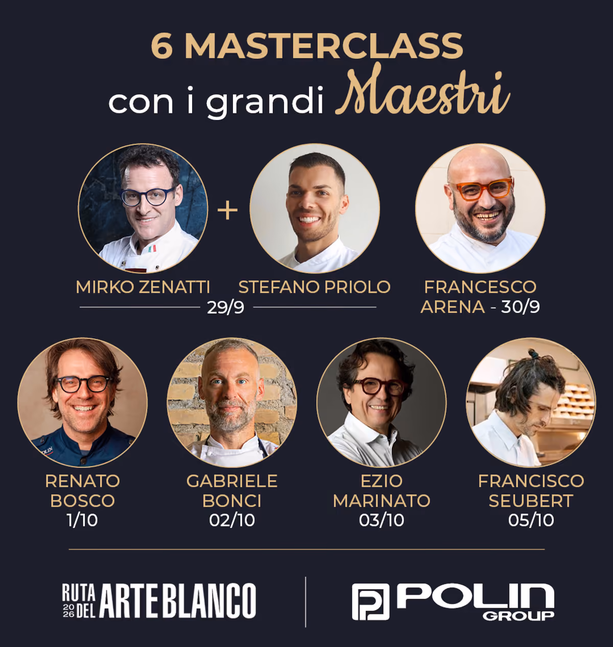I protagonisti delle Masterclass che si terranno da Polin Group