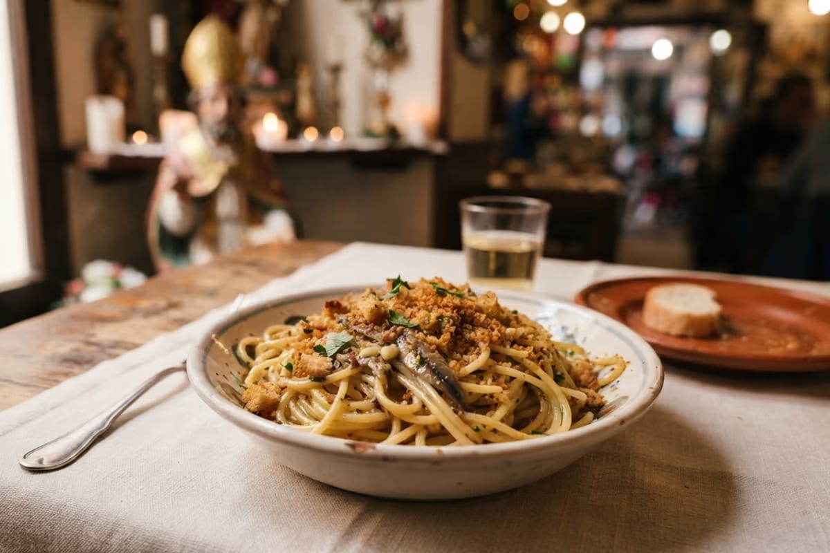 San Gennaro si siede anche a tavola: dagli spaghetti di Totò al dolce dei poveri