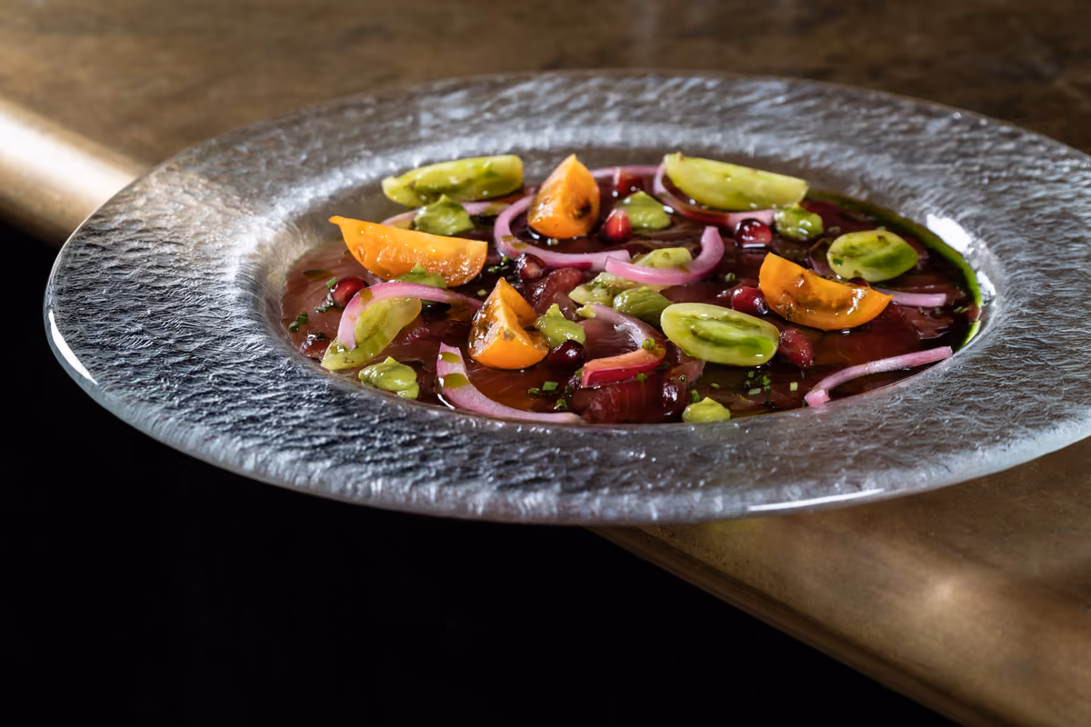 Corte Sconta: Carpaccio di tonno dell'Adriatico con salsa di aceto balsamico