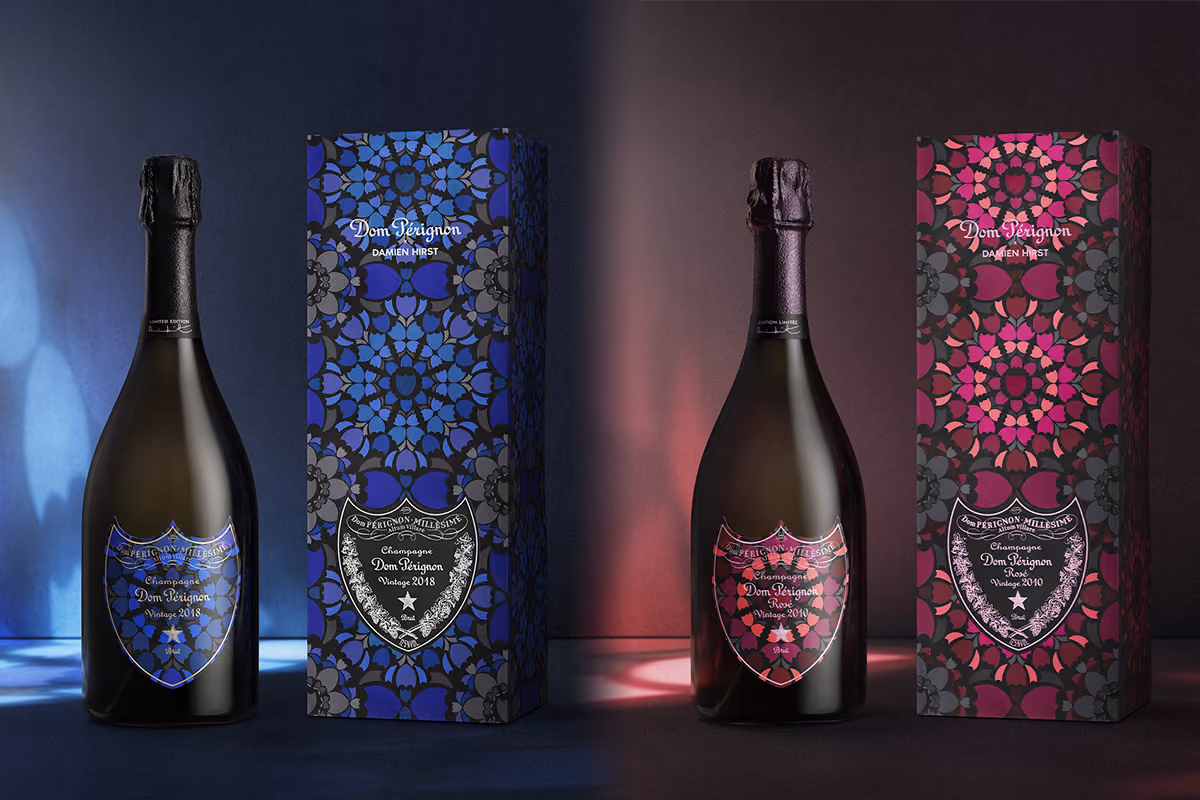 Dom Pérignon veste Vintage 2018 e Rosé 2010 con l'arte di Damien Hirst