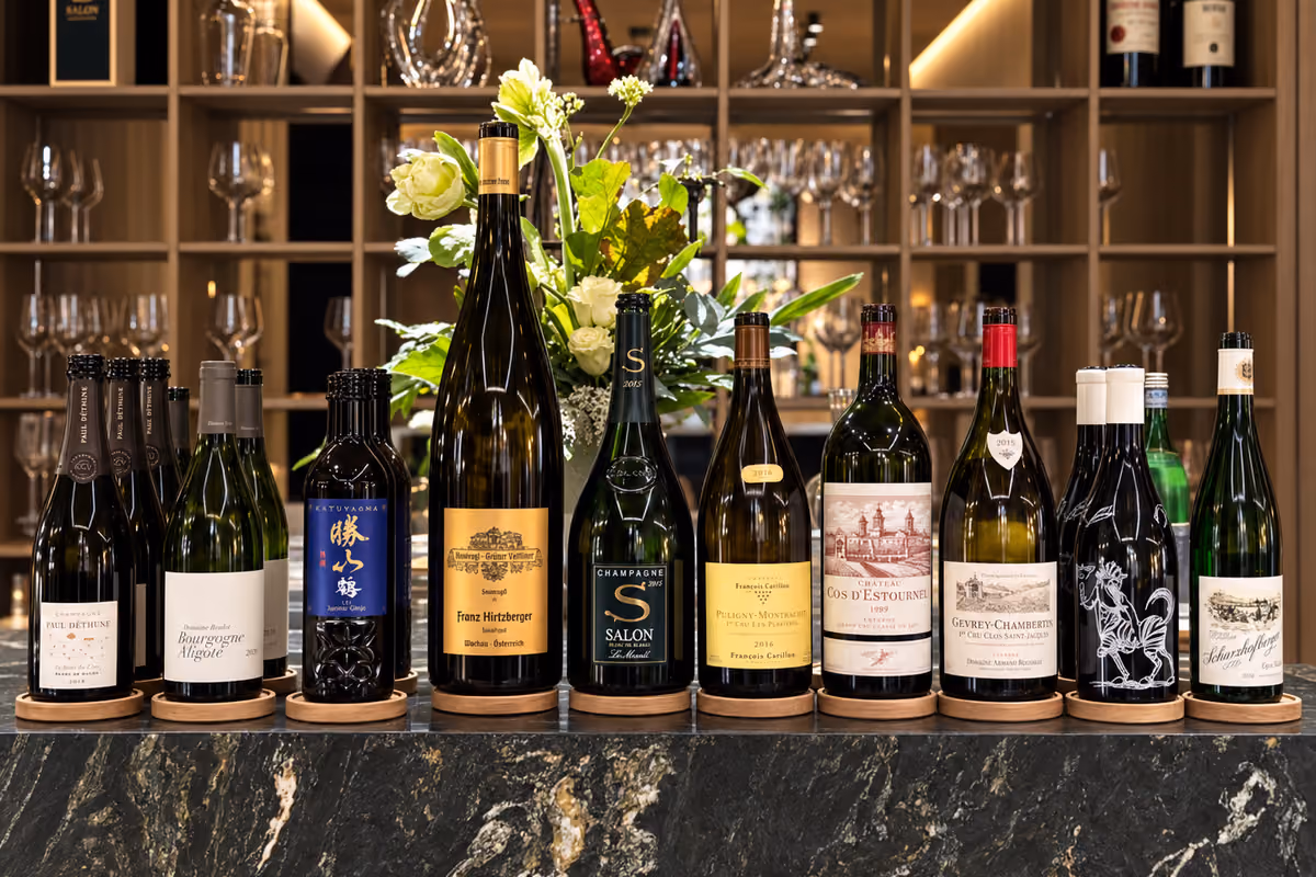 Una selezione dei vini serviti nel corso di una cena all'Austria Stuben