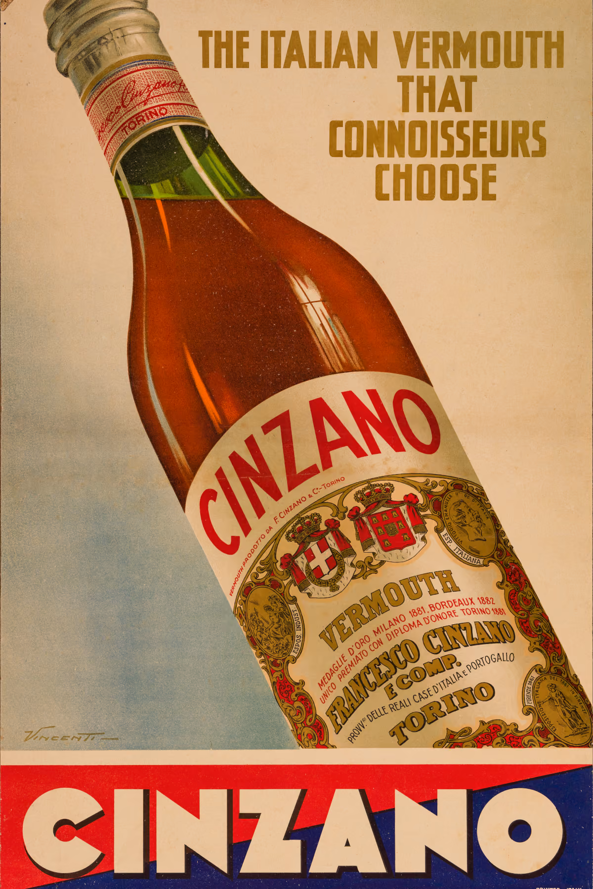Uno storico manifesto pubblicitario del Vermouth Cinzano