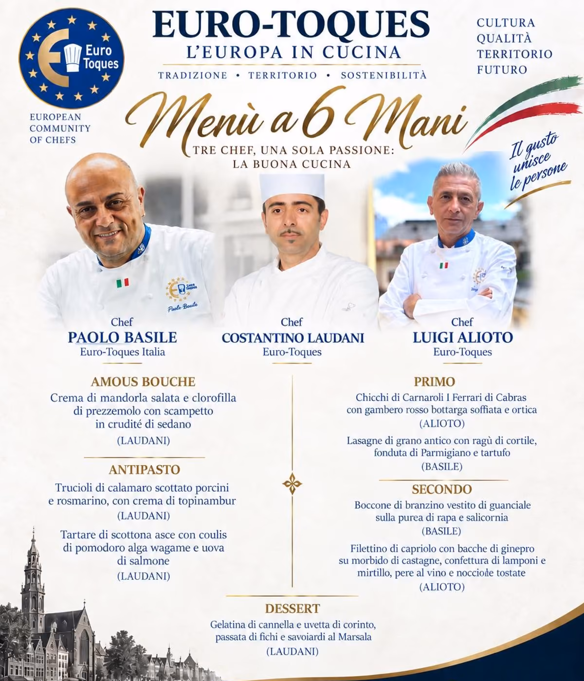 Tre chef italiani portano nei Paesi Bassi un menu a 6 mani che attraversa la Penisola