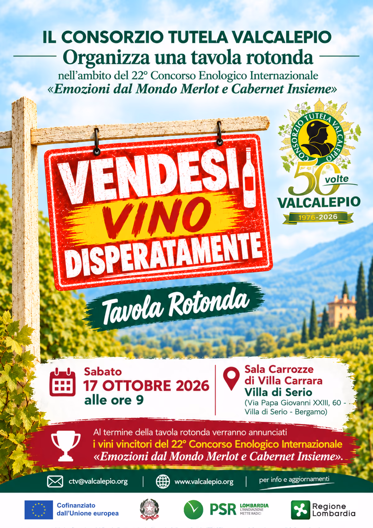 "Vendesi vino disperatamente": la locandina della tavola rotonda