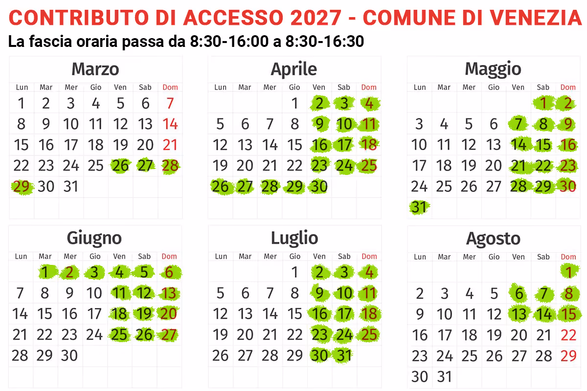 Venezia estende il ticket contro l'overtourism: 12 giorni in più nel 2027