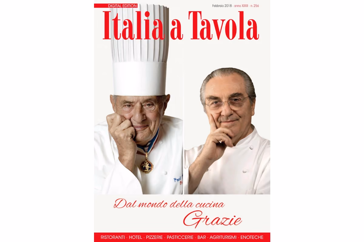 La copertina che Italia a Tavola dedicò alla morte del maestro Paul Bocuse e a Gualtiero Marchesi, scomparsi a poco più di un mese di distanza tra il dicembre 2017 e il gennaio 2018