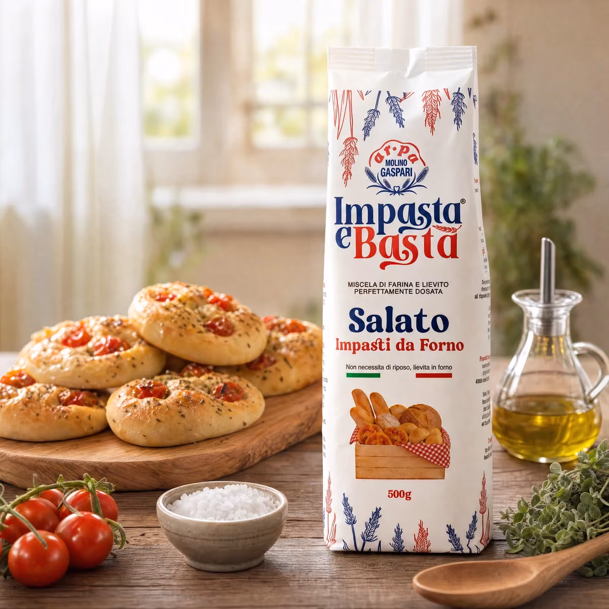 Impasta e Basta Salato, adatto  a focacce, pizze, torte salate, muffin salati e panzerotti