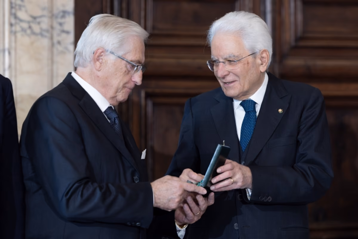 Bruno Piraccini con il presidente della Repubblica Sergio Mattarella