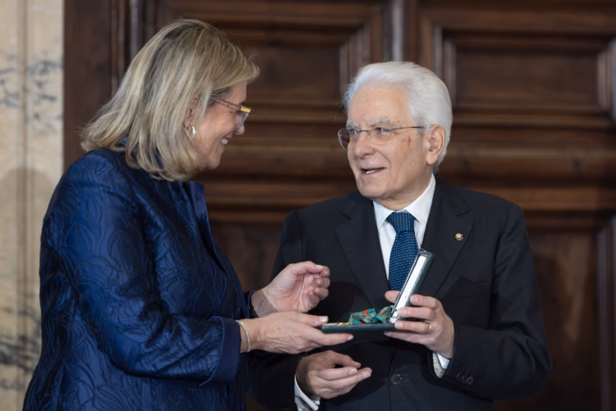 Micaela Pallini con il presidente della Repubblica Sergio Mattarella