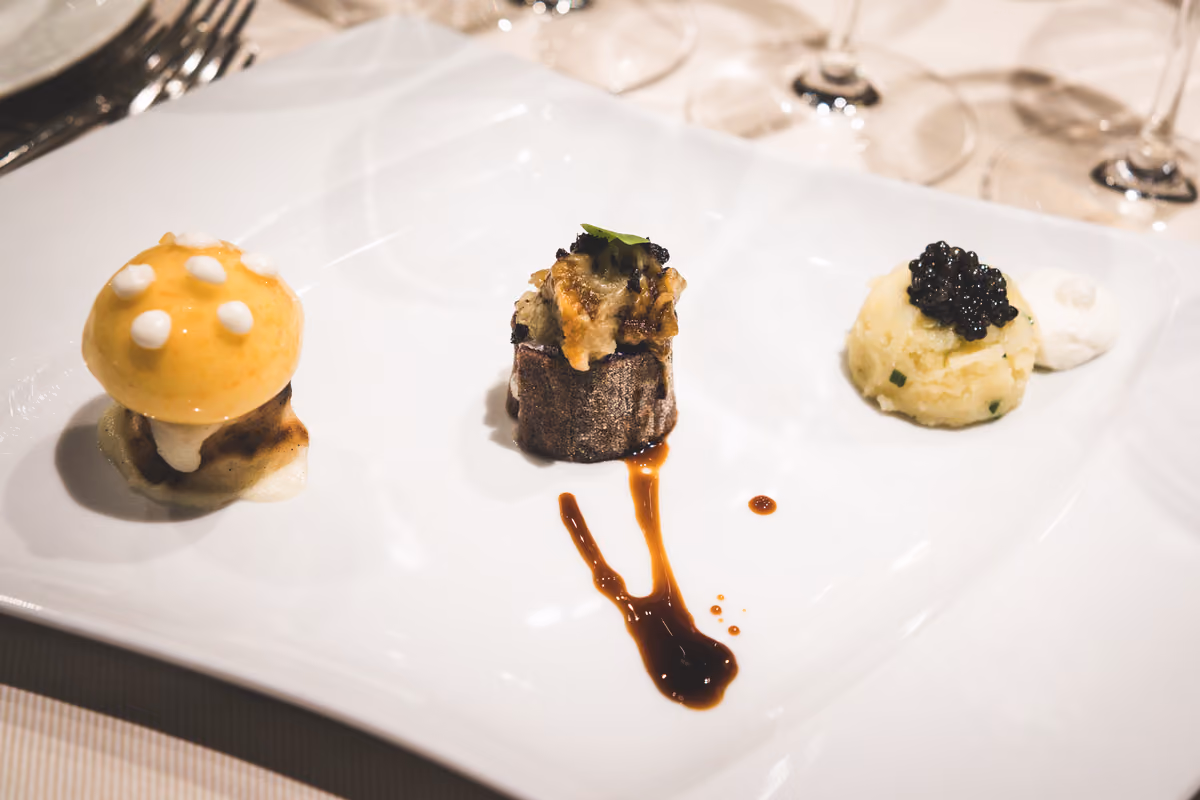 I tre amouse bouche in abbinamento alla Krug Grande Cuvée 173ème Édition