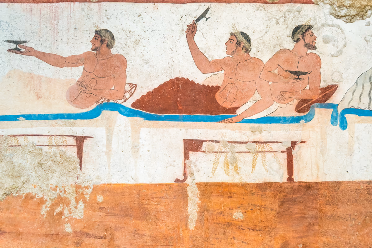 Per Archestrato, il simposio ideale riuniva al massimo cinque commensali, evitando banchetti troppo affollati