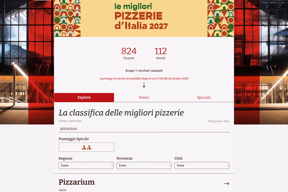 La scheda sul sito del Gambero Rosso