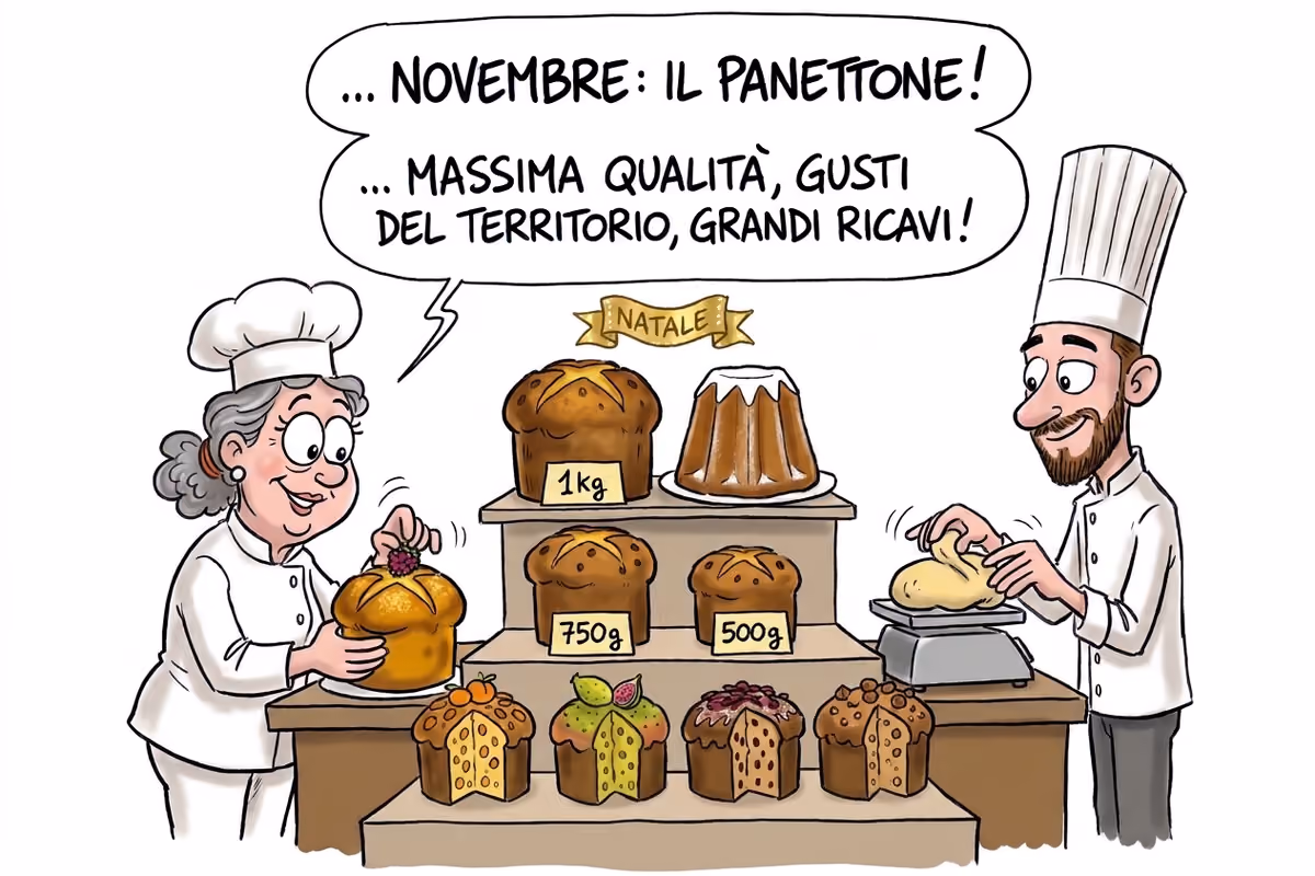 una pasticcera e uno chef preparano panettoni artigianali per la stagione natalizia