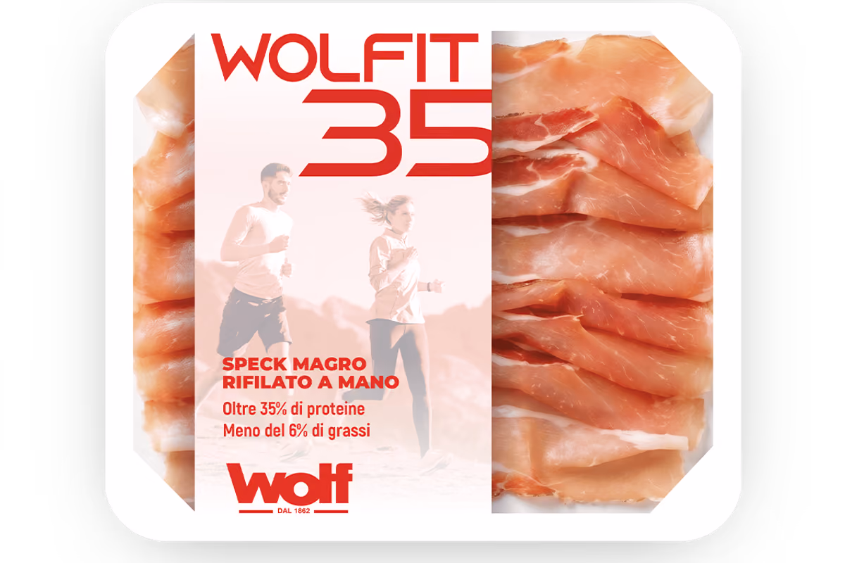 Wolfit35, uno speck magro affettato in vaschetta e ad alto contenuto proteico. Il prodotto amplia la linea Wolfit