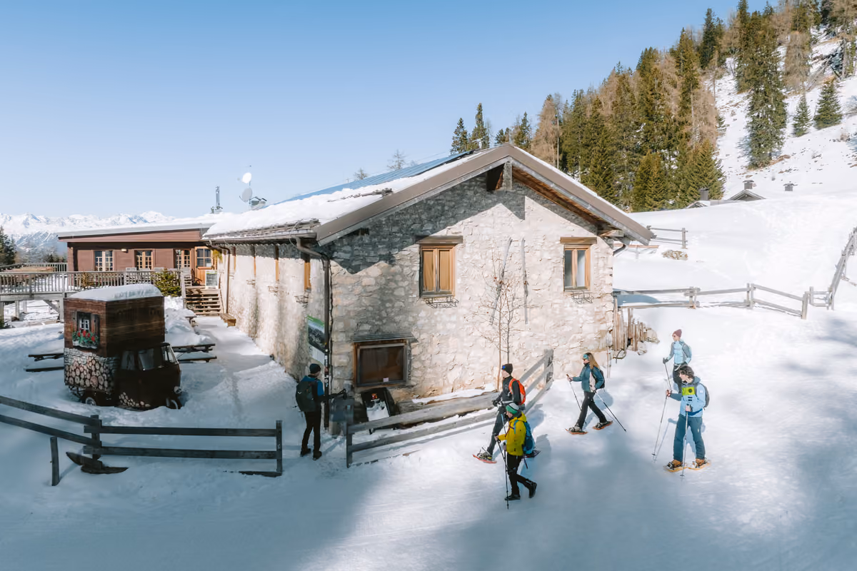 In Val di Non le ciaspolate si svolgono anche in notturna, lungo percorsi adatti ai principianti