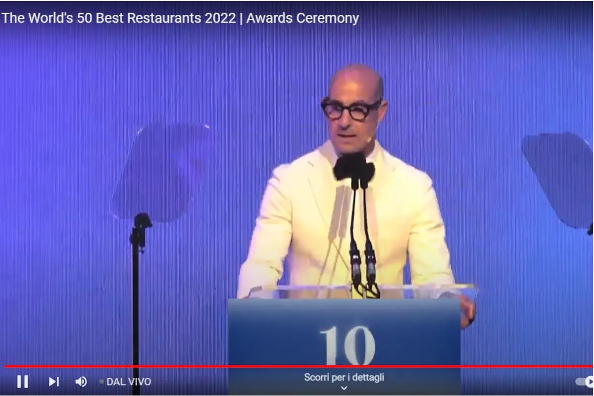 L'attore e presentatore Stanley Tucci 50 World's Best Restaurant: Lido 84 e Le Calandre nella top ten