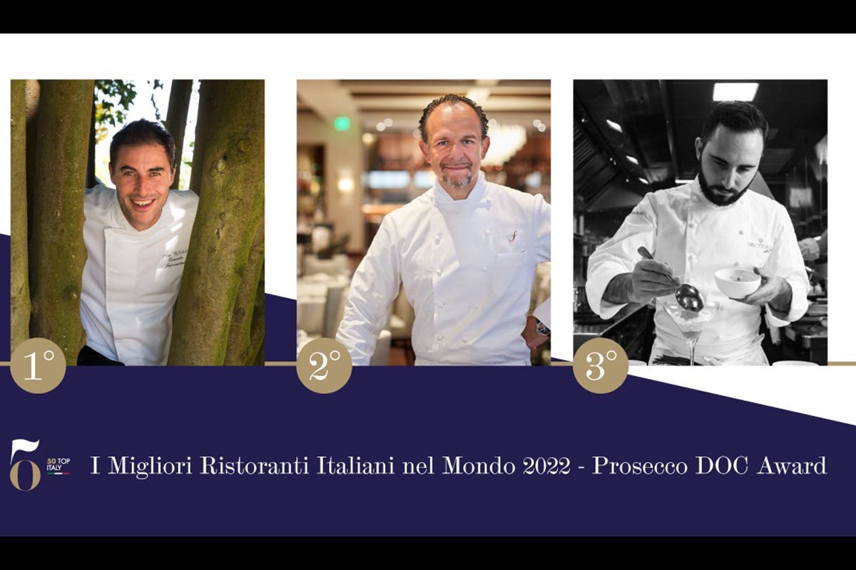 Ernesto Iaccarino, Fabio Trabocchi e Stefano Bacchelli 50 Top Italy, Don Alfonso 1890 Toronto il migliore ristorante italiano nel mondo