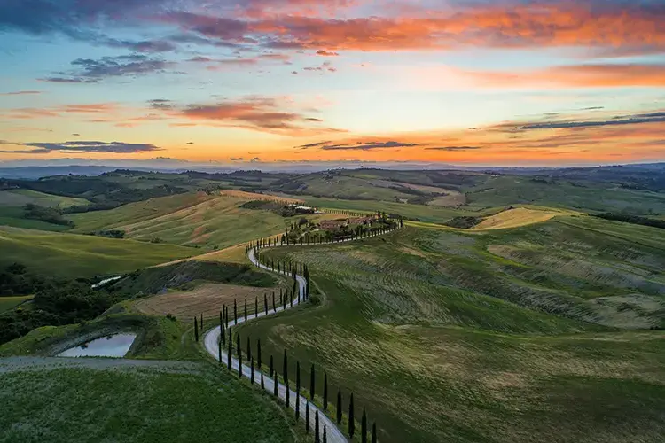 Le colline toscane al tramonto