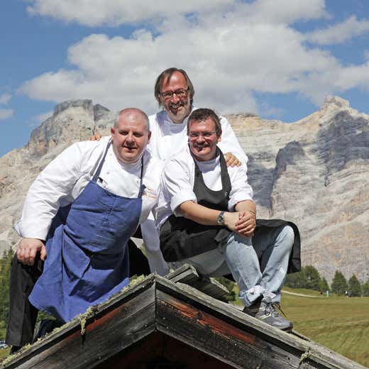 da sinistra Fabio Cucchelli, 1 stella Michelin, Norbert Niederkofler, 2 stelle Michelin e Arturo Spicocchi, 1 stella Michelin da sinistra Fabio Cucchelli, 1 stella Michelin, Norbert Niederkofler, 2 stelle Michelin e Arturo Spicocchi, 1 stella Michelin