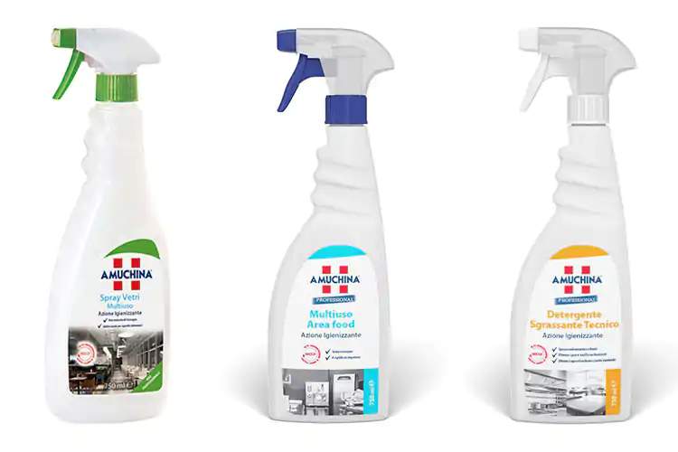 Igiene di superfici, bagni e vetri garantita da Amuchina Professional