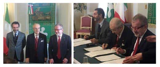 da sinistra: Attilio Fontana, Gualtiero Marchesi, Roberto Maroni