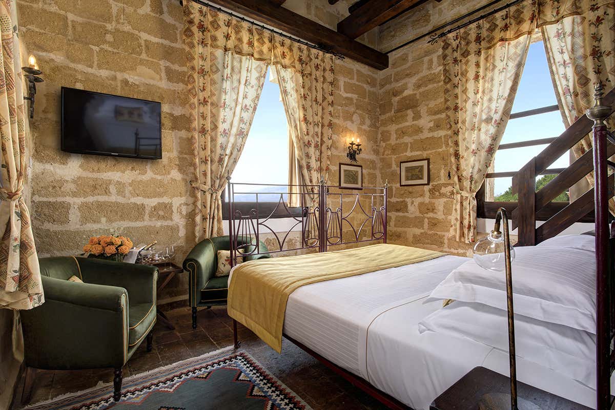 Una delle camere Primavera siciliana al Baglio Oneto dei Principi