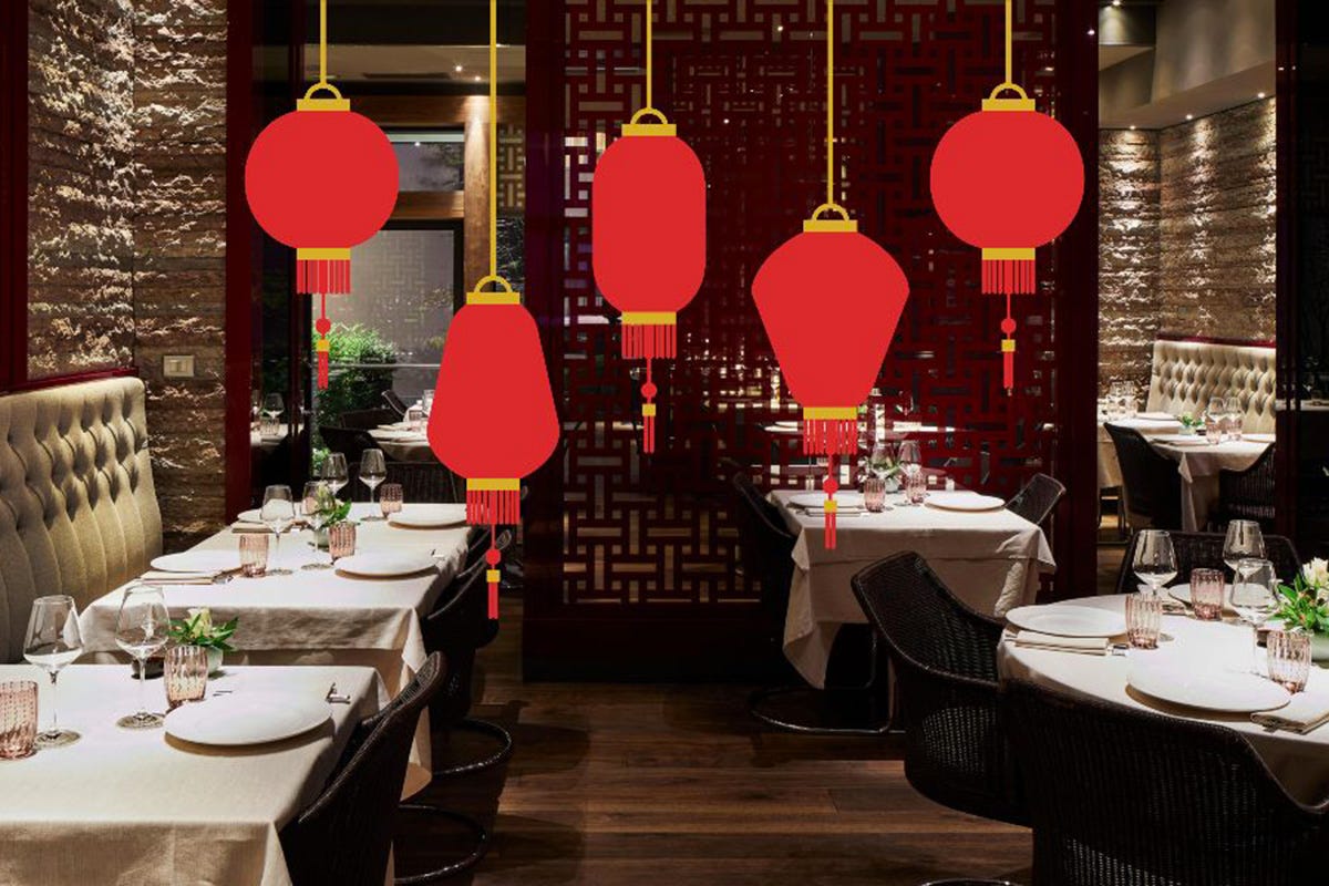 Un'elegante sala del ristorante Bon Wei L’Amarone sposa la cucina cinese per il Capodanno della Tigre