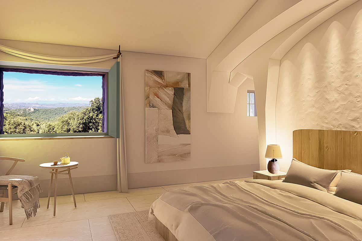 La sobria eleganza di una delle camere Gallicantu, stazzo retreat immerso in Gallura La sobria eleganza di una delle camere Gallicantu, stazzo retreat immerso in Gallura