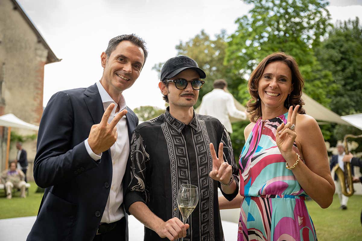 Alessandro e Camilla Lunelli con Fabio Rovazzi I 120 anni di Ferrari Spumanti, bollicine che hanno fatto la storia